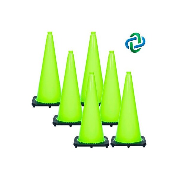 Gec Traffic Cone, PVC, 28 in Height, 7 lb, Safety Green 97514-6 - main